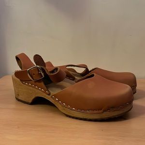 MIA Brown Leather Mules